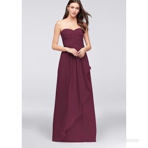 David’s bridal Strapless Chiffon Dress- Wine color